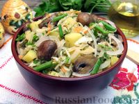 Салат с шампиньонами, картофелем и квашеной капустой
